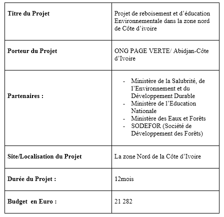 Projet de reboisement et d’éducation Environnementale dans la zone nord